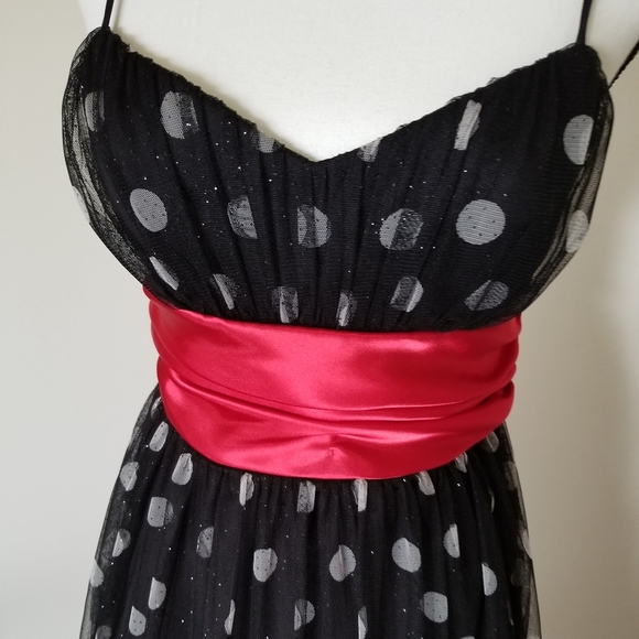 Y2K Vintage City Triangles Polka Dot Sparkle Party Dress - Picture 3 of 5